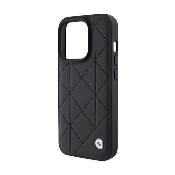 BMW Læder Quiltet - iPhone 15 Pro Max Etui (Sort)