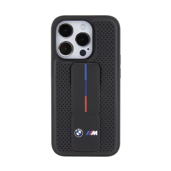 BMW Grip Stand Sileä ja Rei'itetty - iPhone 15 Pro Max -kotelo (Musta)
