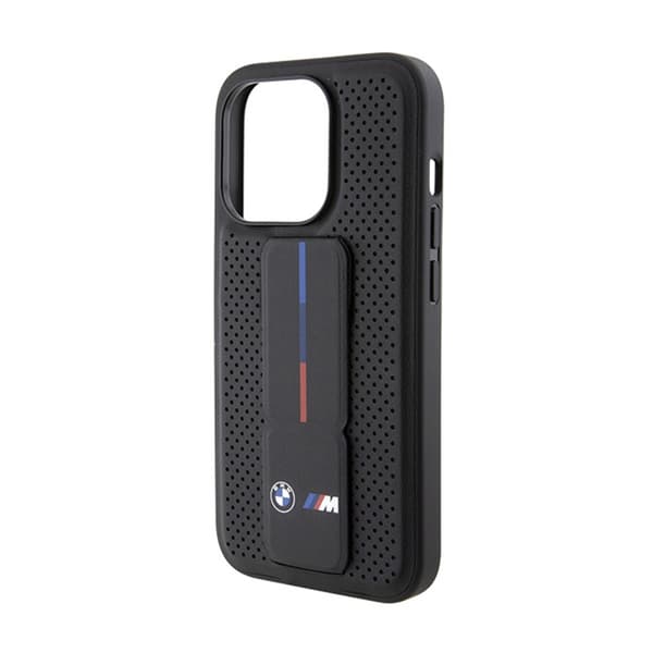 BMW Grip Stand Sileä ja Rei'itetty - iPhone 15 Pro Max -kotelo (Musta)