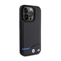 Miniatyrbillede 4 af 8: BMW Læder Carbon Blue Line MagSafe - iPhone 15 Pro Etui (Sort)