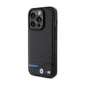 Miniatyrbillede 2 af 8: BMW Læder Carbon Blue Line MagSafe - iPhone 15 Pro Etui (Sort)