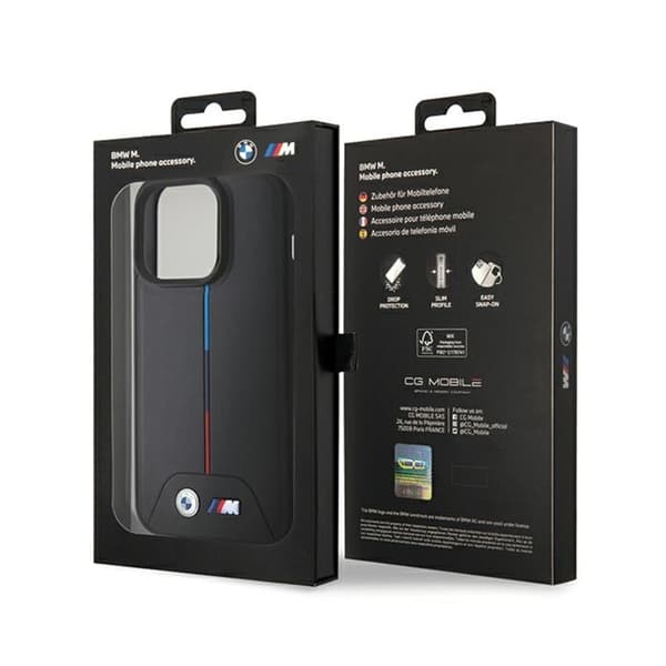 BMW tikattu kolmivärinen MagSafe - iPhone 15 Pro -kotelo (musta)
