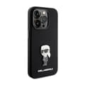 Pikkukuva 4 / 8: Karl Lagerfeld Silikoninen Ikonik Metallinen Pinni - iPhone 15 Pro -suojakuori (Musta)