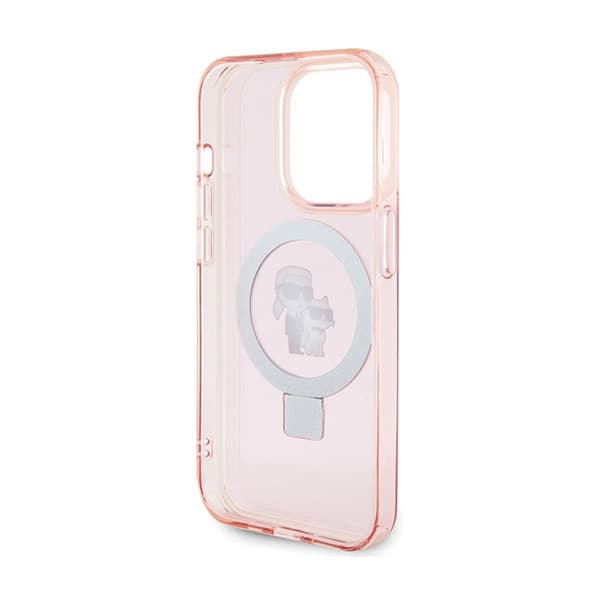 Karl Lagerfeld Ringställ Karl & Choupette MagSafe - iPhone 15 Pro-skal (rosa)