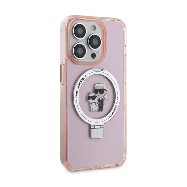 Karl Lagerfeld Sormusteline Karl & Choupette MagSafe - iPhone 15 Pro Max -suojakuori (Vaaleanpunainen)