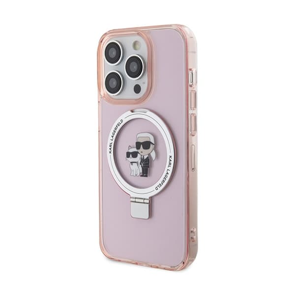 Karl Lagerfeld Sormusteline Karl & Choupette MagSafe - iPhone 15 Pro Max -suojakuori (Vaaleanpunainen)