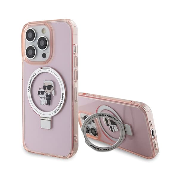 Karl Lagerfeld Sormusteline Karl & Choupette MagSafe - iPhone 15 Pro Max -suojakuori (Vaaleanpunainen)