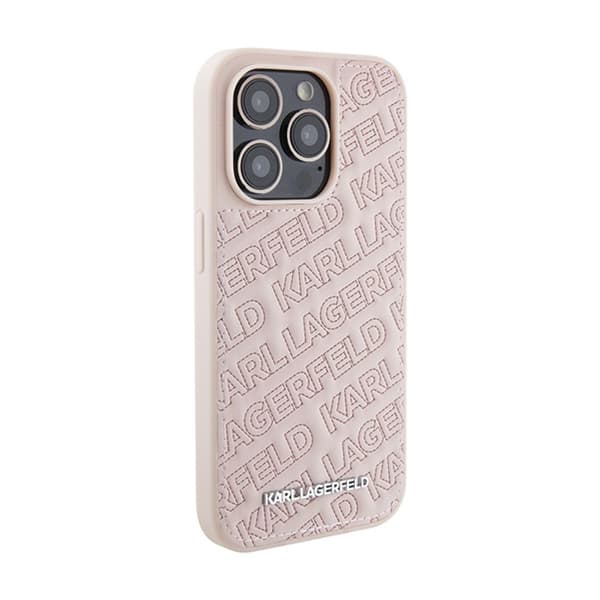 Karl Lagerfeld tikattu K-kuvio - iPhone 15 Pro Max -suojakuori (vaaleanpunainen)