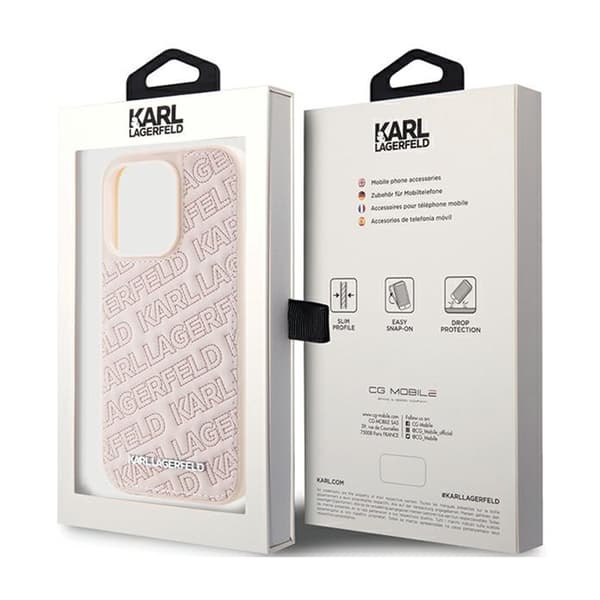 Karl Lagerfeld tikattu K-kuvio - iPhone 15 Pro Max -suojakuori (vaaleanpunainen)