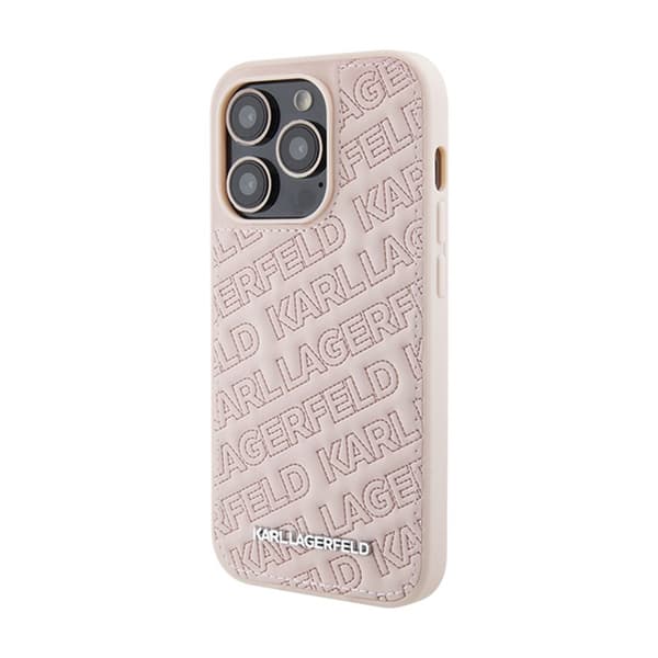 Karl Lagerfeld tikattu K-kuvio - iPhone 15 Pro Max -suojakuori (vaaleanpunainen)