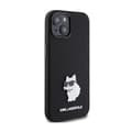 Miniatyrbillede 4 af 8: Karl Lagerfeld Silikone Choupette Metal Pin - iPhone 15 Plus Cover (Sort)