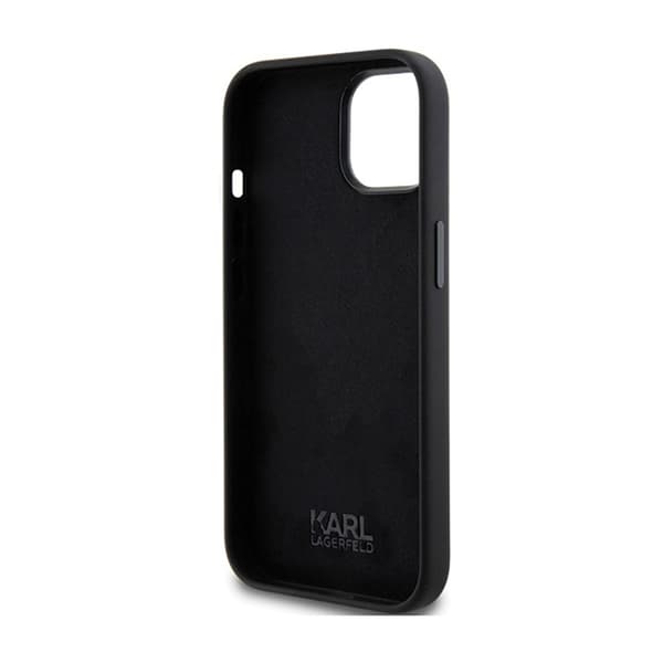 Karl Lagerfeld Silikone Choupette Metal Pin - iPhone 15 Plus Cover (Sort)