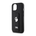 Pikkukuva 6 / 8: Karl Lagerfeld Gripstand Saffiano Choupette Pins - iPhone 15 Plus -suojakuori (musta)