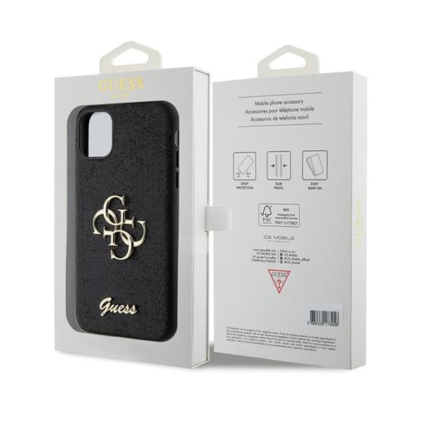 Guess Glitter Script Big 4G - iPhone 11-skal (svart)