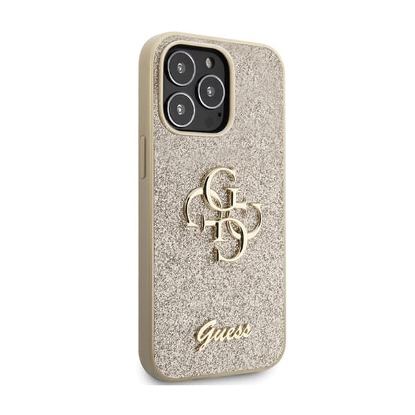 Guess Glitter Script Big 4G - iPhone 13 Pro Max -suojakuori (kulta)