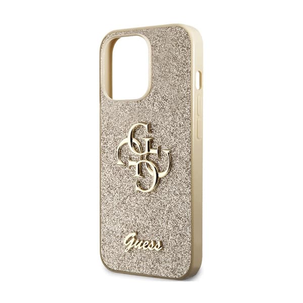 Guess Glitter Script Big 4G - iPhone 13 Pro Max -suojakuori (kulta)