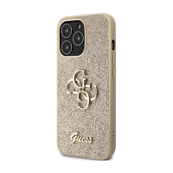 Guess Glitter Script Big 4G - iPhone 13 Pro Max -suojakuori (kulta)