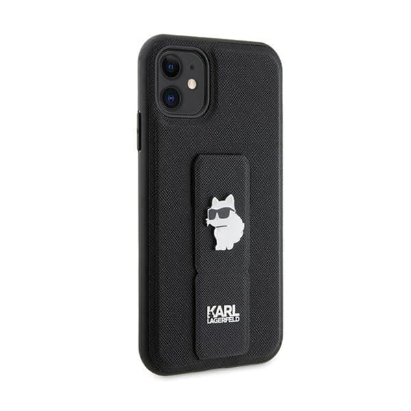 Karl Lagerfeld Gripstand Saffiano Choupette Pins - iPhone 11-skal (svart)