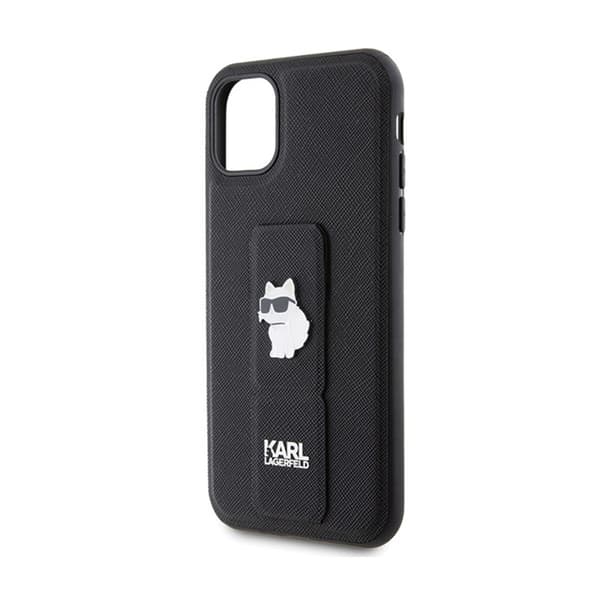 Karl Lagerfeld Gripstand Saffiano Choupette Pins - iPhone 11-skal (svart)