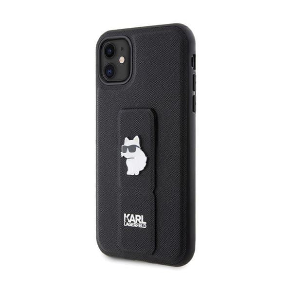 Karl Lagerfeld Gripstand Saffiano Choupette Pins - iPhone 11-skal (svart)