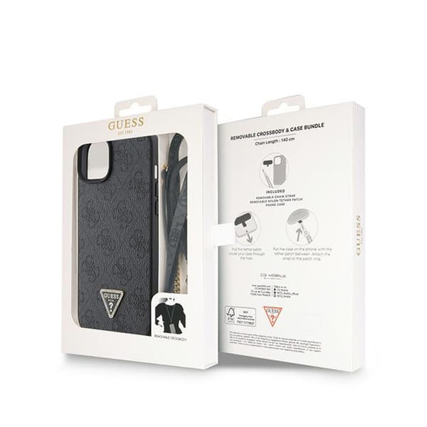 Guess Crossbody 4G Metal Logo - iPhone 15 Plus -suojakuori (musta)