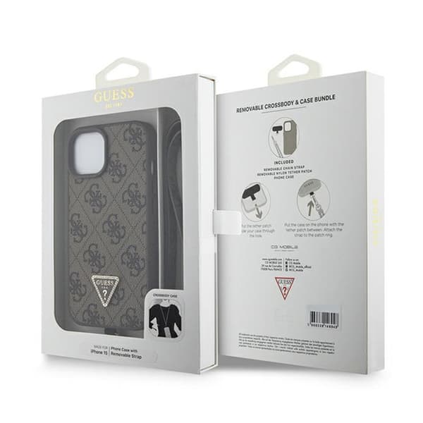 Guess Crossbody 4G Metal Logo - iPhone 15 cover (brun)