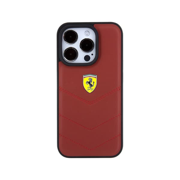 Ferrari-tikkauslogo metallilla - iPhone 15 Pro -kotelo (punainen)