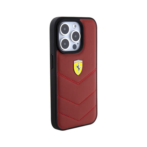 Ferrari-tikkauslogo metallilla - iPhone 15 Pro -kotelo (punainen)
