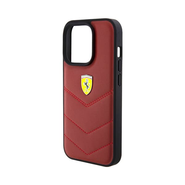 Ferrari-tikkauslogo metallilla - iPhone 15 Pro -kotelo (punainen)