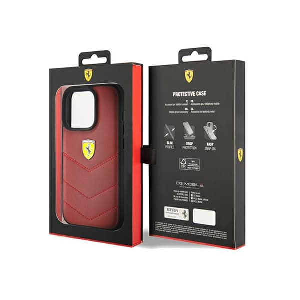 Ferrari-tikkauslogo metallilla - iPhone 15 Pro -kotelo (punainen)