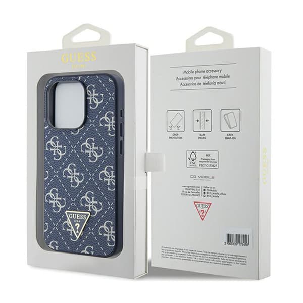 Guess 4G kolmiometallilogo - iPhone 15 Pro -kotelo (sininen)