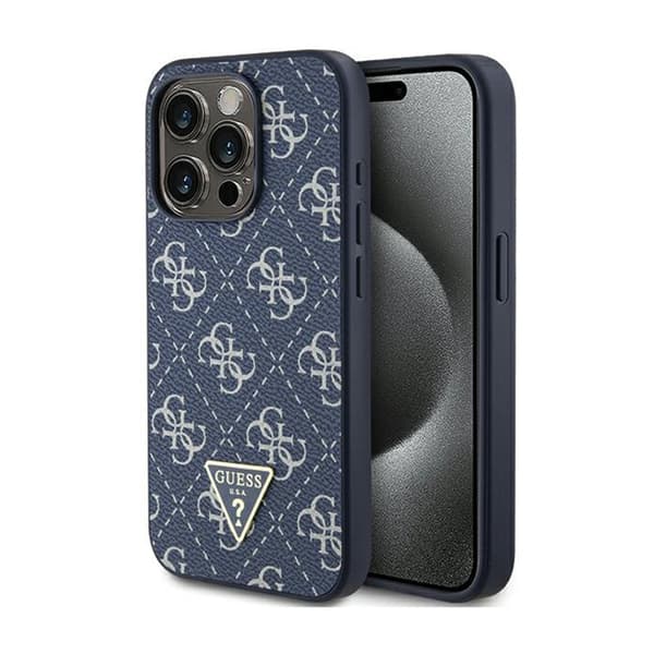 Guess 4G kolmiometallilogo - iPhone 15 Pro -kotelo (sininen)