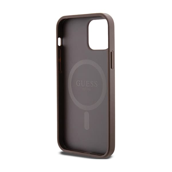 Guess 4G Collection Læder Metal Logo MagSafe - iPhone 12 / iPhone 12 Pro Etui (Brun)