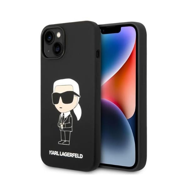 Karl Lagerfeld Silicone Ikonik MagSafe - iPhone 15 Plus / 14 Plus -suojakuori (musta)