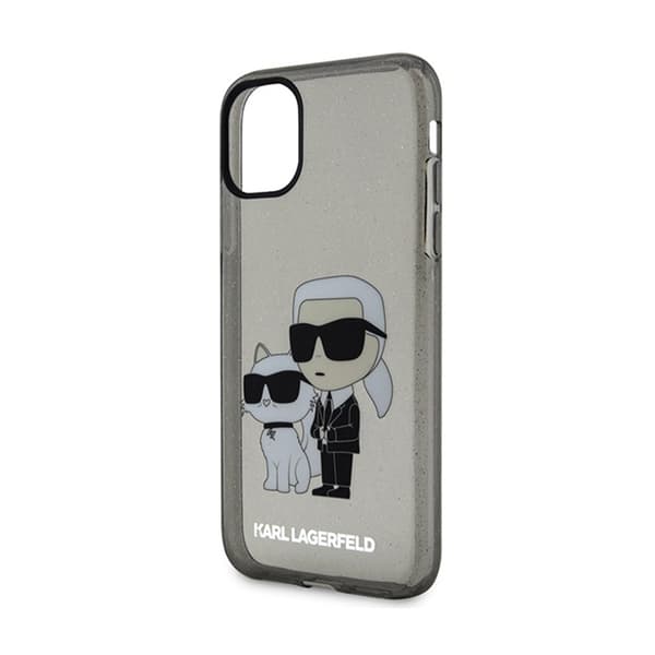 Karl Lagerfeld IML Glitter Karl & Choupette - iPhone 11 -suojakuori (musta)