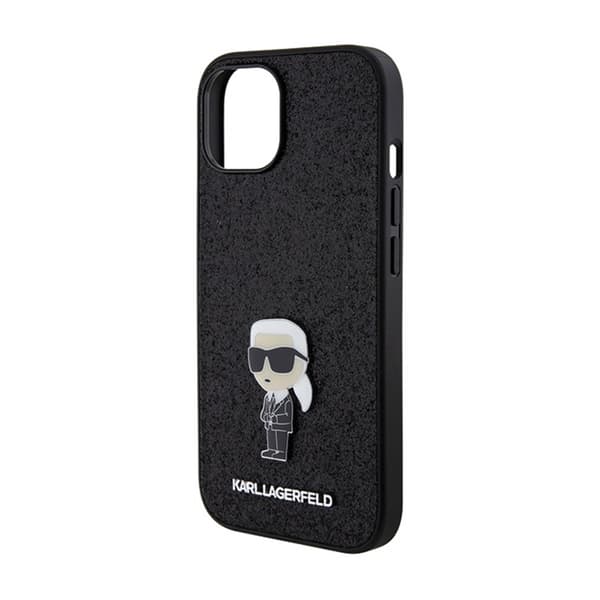 Karl Lagerfeld Fixed Glitter Ikonik Logo Metal Pin - iPhone 15 / 14 / 13 Cover (Sort)