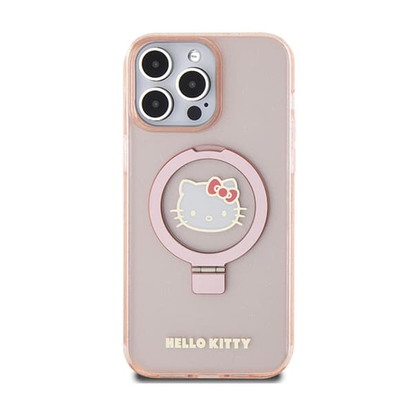 Hello Kitty -sormusteline, kimalteleva elektrologo, MagSafe - iPhone 15 Pro Max -kotelo (vaaleanpunainen)