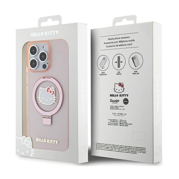 Hello Kitty -sormusteline, kimalteleva elektrologo, MagSafe - iPhone 15 Pro Max -kotelo (vaaleanpunainen)