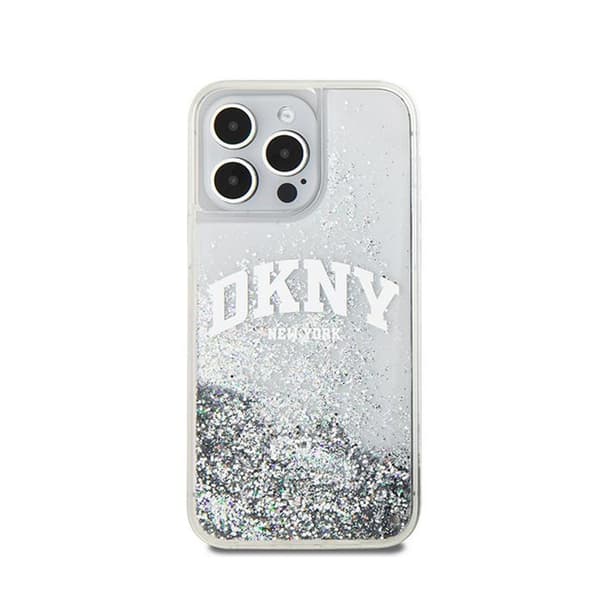 DKNY Liquid Glitter Big Logo - iPhone 15 Pro -kuori (valkoinen)