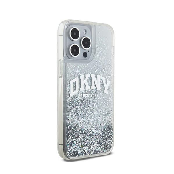 DKNY Liquid Glitter Big Logo - iPhone 15 Pro -kuori (valkoinen)