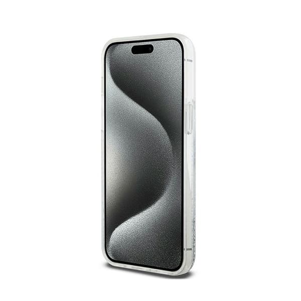 DKNY Liquid Glitter Big Logo - iPhone 15 Pro -kuori (valkoinen)