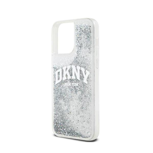 DKNY Liquid Glitter Big Logo - iPhone 15 Pro -kuori (valkoinen)