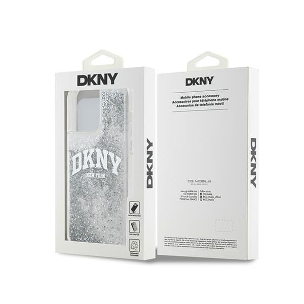 DKNY Liquid Glitter Big Logo - iPhone 15 Pro -kuori (valkoinen)