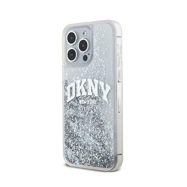 DKNY Liquid Glitter Big Logo - iPhone 15 Pro -kuori (valkoinen)