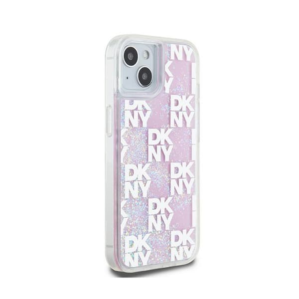 DKNY Liquid Glitter Multilogo - iPhone 15 / 14 / 13 -suojakuori (vaaleanpunainen)