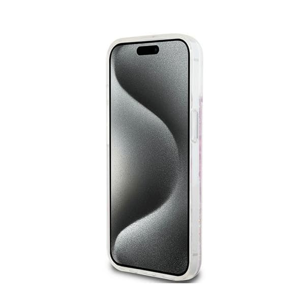 DKNY Liquid Glitter Multilogo - iPhone 15 / 14 / 13 -suojakuori (vaaleanpunainen)