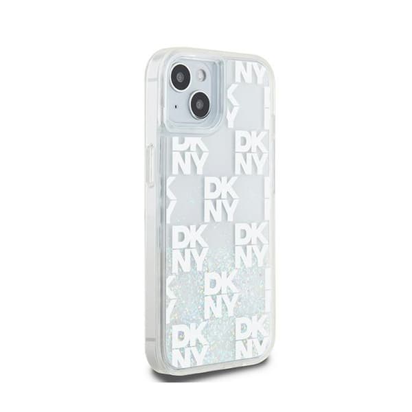 DKNY Liquid Glitter Multilogo - iPhone 15 / 14 / 13 -suojakuori (valkoinen)