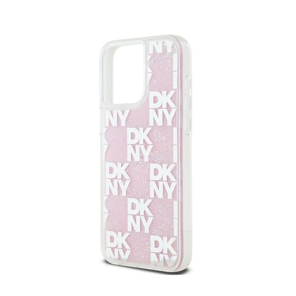 DKNY Liquid Glitter Multilogo - iPhone 15 Pro Max -suojakuori (vaaleanpunainen)