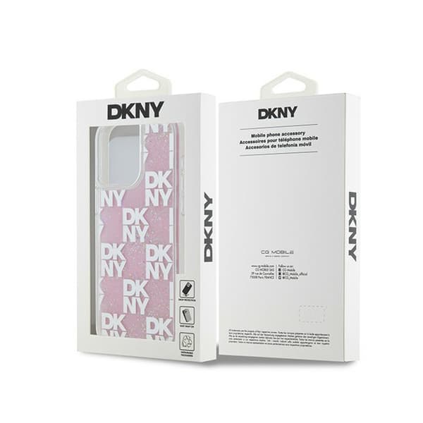 DKNY Liquid Glitter Multilogo - iPhone 15 Pro Max -suojakuori (vaaleanpunainen)