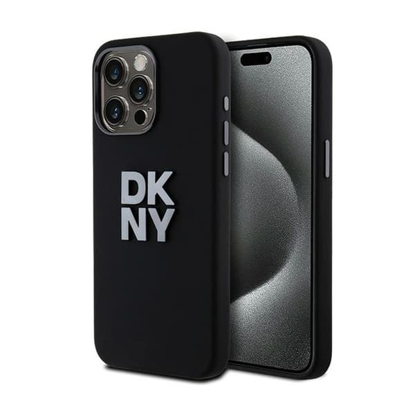 DKNY nestemäinen silikonimetallilogo - iPhone 15 Pro Max -kotelo (musta)